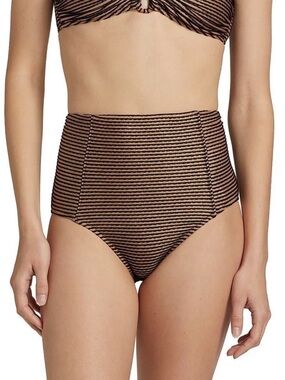 NWT ULLA JOHNSON $220 Zahara High-Waist Bikini Bottom - Helios size Large